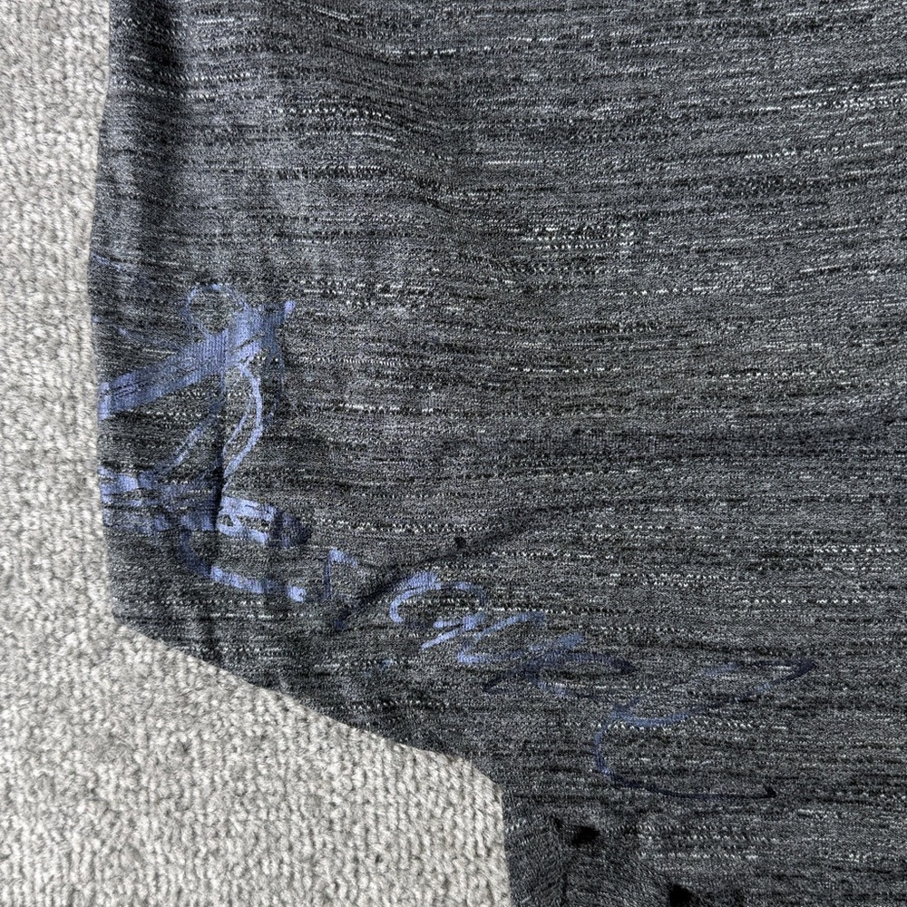 Desigual Gray Floral 1/2 Long Sleeve Top Blouse Shirt Womens S Asymmetrical Boho - Picture 11 of 11